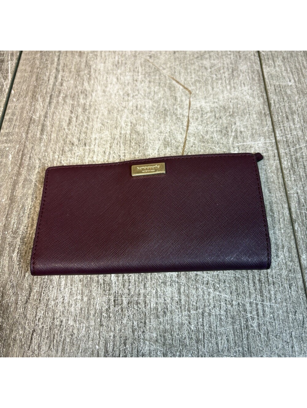 Preowned Kate Spade New York Deep Plum Laurel Way Stacy Leather Wallet